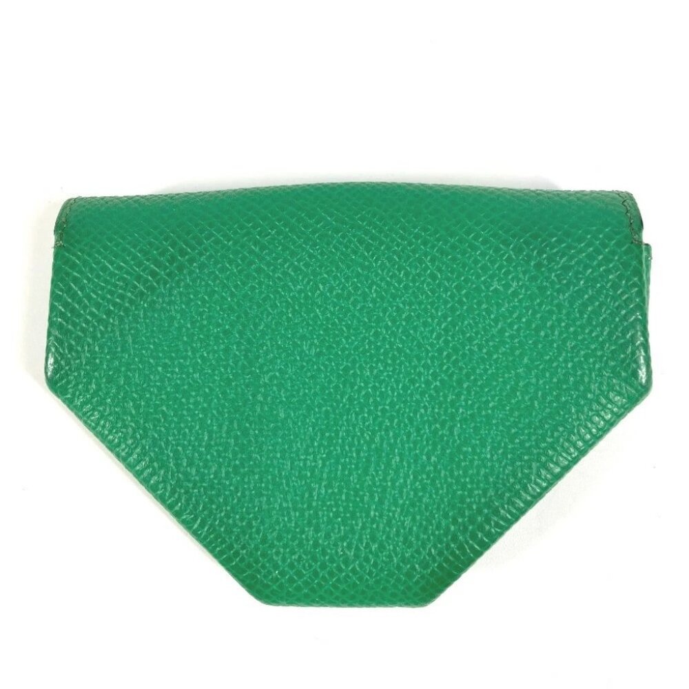 HERMES Levainquatre Verso Coin Case Wallet coin purse Leather Green/Navy - Picture 2 of 9